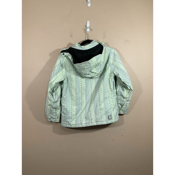 Burton Girls Striped Star Print Hooded Snowboard Ski Jacket L Green Fleece Lined - Picture 7 of 15